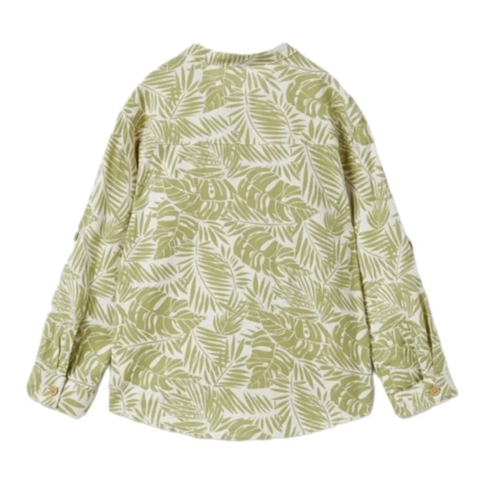 ZARA Kids, Ecru/Khaki, PALMS PRINTED SHIRT
